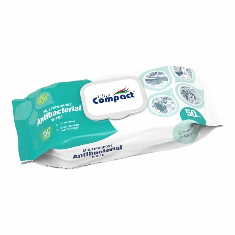 Lingettes Antibacteriennes Multi Usage Ultra Compact 50 unités