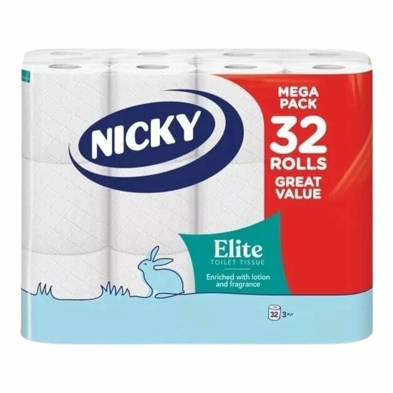 Nicky – Elite Papier Toilette 3 Plis Matelassé 32 Rouleaux